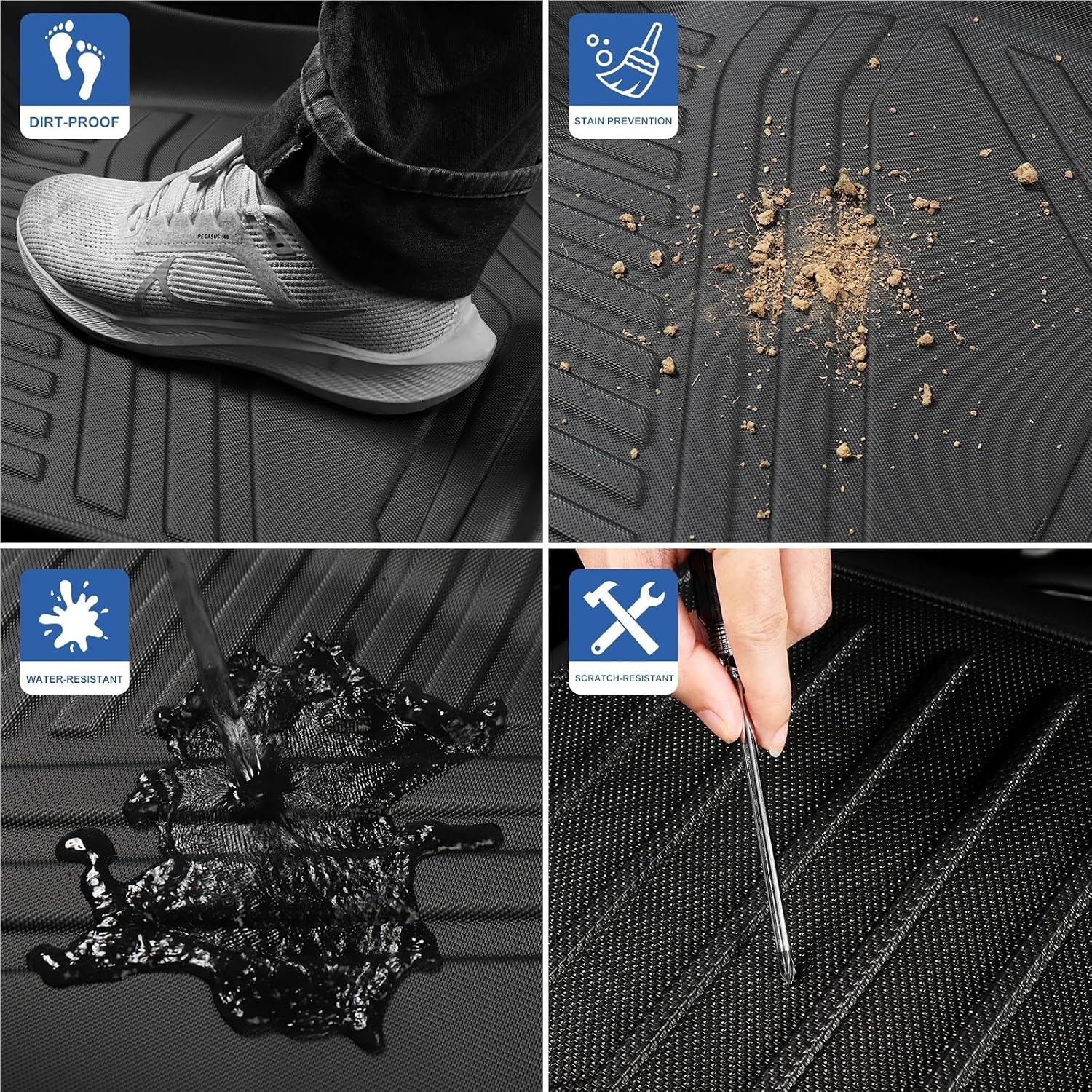 Compatible with Tesla Model 3 Highland 2024 TPE 3D Car Floor Mats Cargo Liner Trunk Pad Waterproof Protective Accessories(LHD 3PCS)
