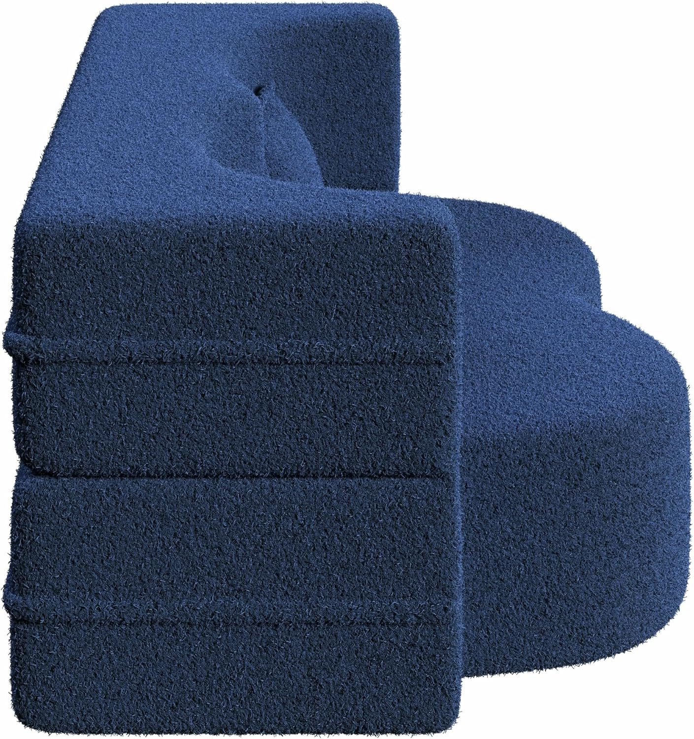 Ball & Cast 78' Floor Sofa Bed with 2 Pillows,Convertible Teddy Fabric Foam-Filled Sleeper Sofa Bed,Pull Out Couch Full Size Folding Mattress for Living Room,Playroom,No Assembly Required,Blue