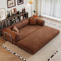 Ball & Cast 78.8' No-Assembly Compressed Sofa Bed, Convertible Floor Futon Couch with Pillow Backrest & Armrest, Boneless Modular Sleeper Sofa in Corduroy for Living Room Bedroom, Brown