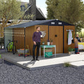 KEIKI 10x12 FT Outdoor Storage Shed, Extra Large Metal Shed with Lockable Doors, Windows, Outside Steel Tiny House Ideal for Garden, Backyard, Patio Utility, Tool Storage, Chicken Coops, Yellow