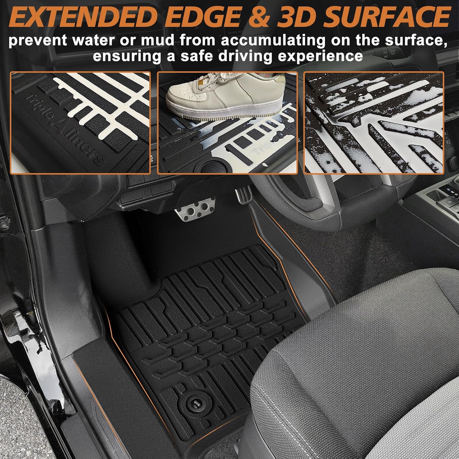 TripleAliners Floor Mats & Trunk Mat & Rear Seatback Cover All Weather TPE Liners Fit for Toyota 2025 2026 4Runner Accessories Custom Fit TPE Heavy-Duty (Only for 5 Seats) - Not for Hybrid Model