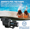 Doheny's Inground Swimming Pool Pro Pump | 1.5 HP, 115V/230V, 97 GPM | Self-Priming, Heavy-Duty, Low-Noise, High-Efficiency | Stainless Steel Shaft, Reinforced Thermoplastic, CSA & ETL Certified