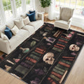 5x7 Rug Washable - Witchcraft Rugs for Living Room, Bookshelf Witch Skull Gothic Non Slip Low Pile Area Rugs for Bedroom,Witchcraft Carpet Home Decor