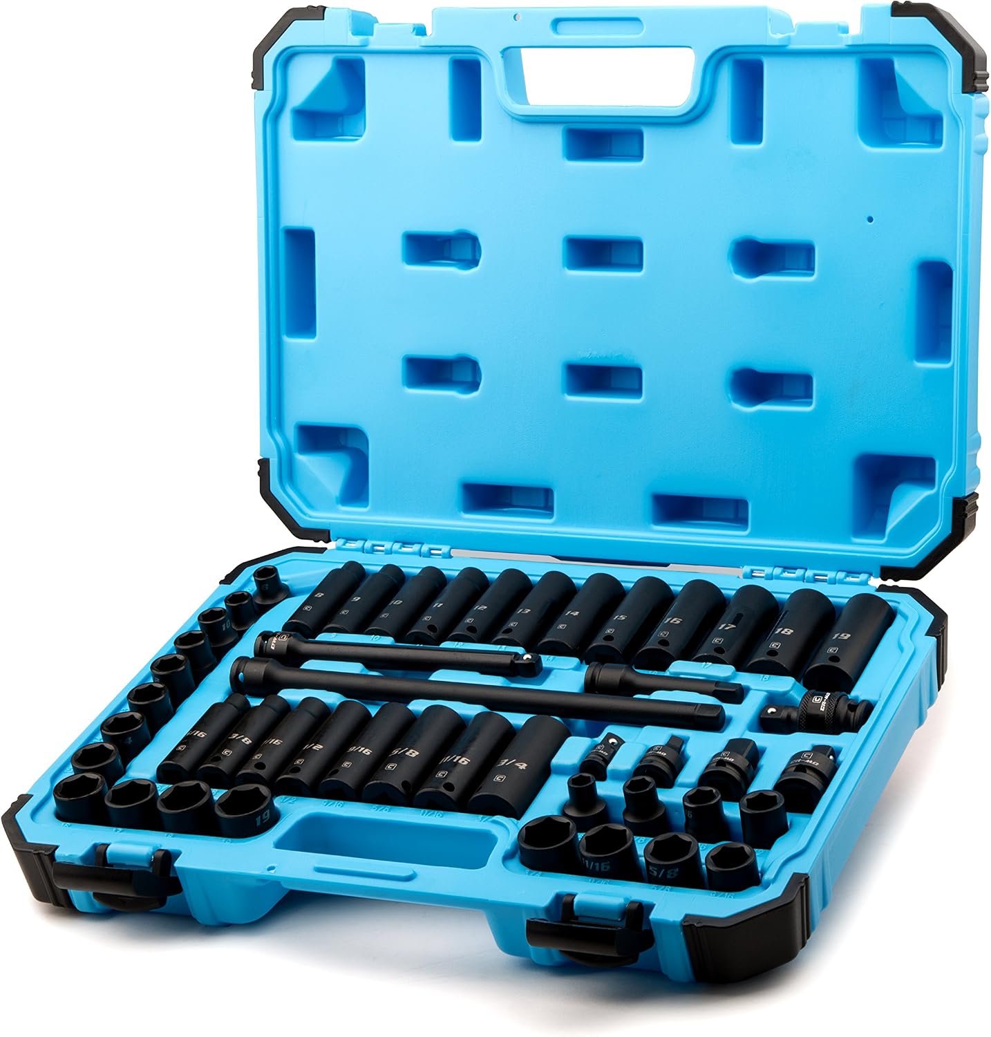 Capri Tools 3/8-Inch Drive Master Impact Socket Set with Adapters and Extensions, Premium Chrome Molybdenum Steel, 48-Piece