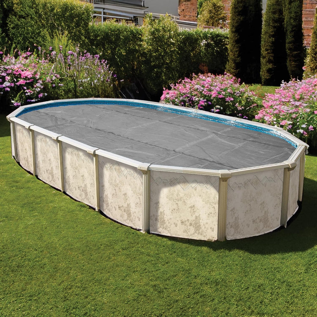 In The Swim 15' x 30' Ultra Silver Oval Solar Pool Cover 16 Mil for Solar Heating Above Ground Pools and Inground Pools