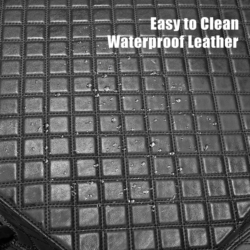 EKR Custom Floor Mats for Toyota RAV4 (Hybrid only) 2019-2025, Front & 2nd Row Luxury Car Floor Mat Fit RAV4 2019 2020 2021 2022 2023 2024 2025 - Leatherette (Black and Black Stitching)