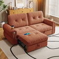 MAKIAAP Sleeper Sofa Bed, Queen Size Sofa Bed, Convertible Pull Out Couch with Adjustable Backrest, USB Port and Side Pockets, Modern 2 Seater Small Couches for Living Room, Space-Saving