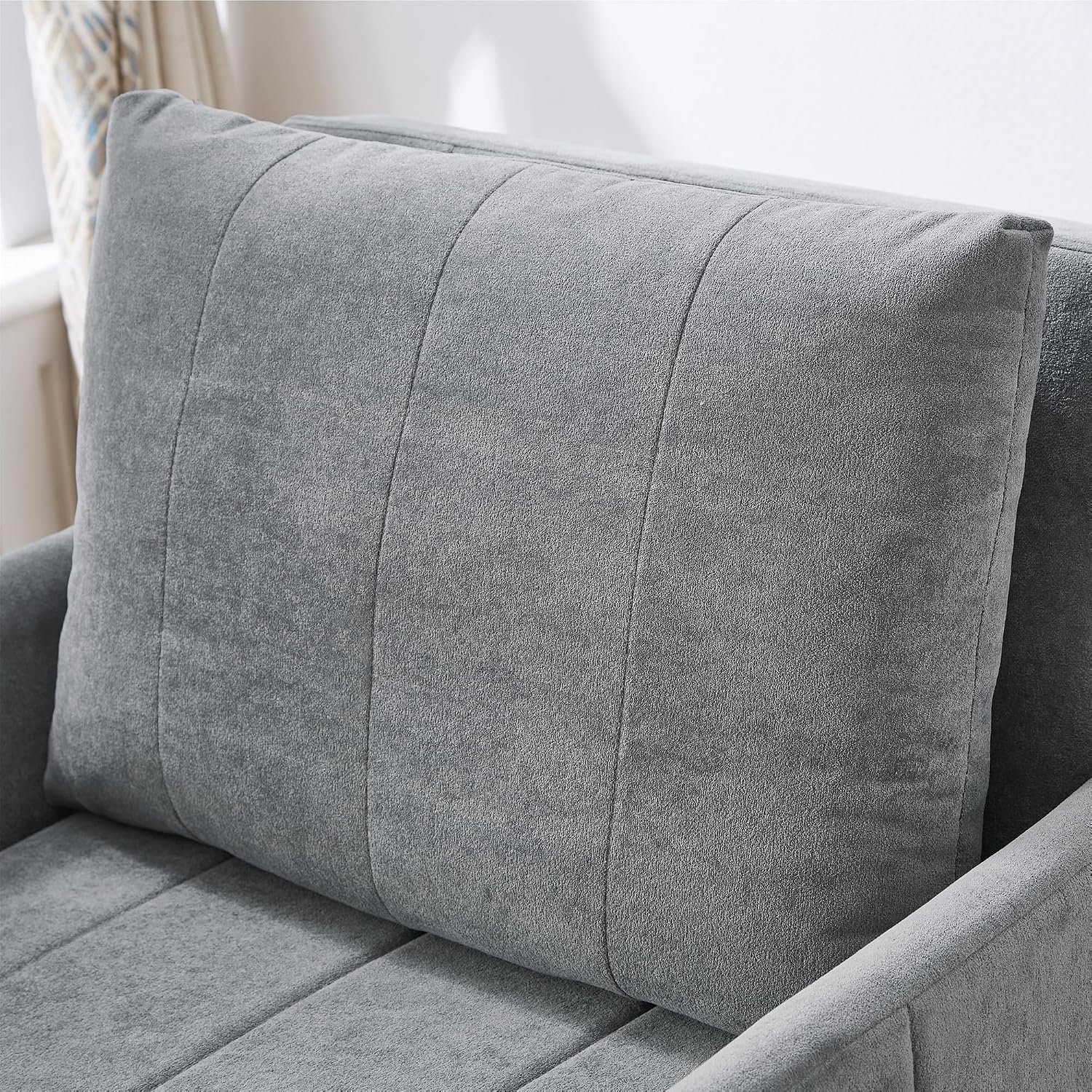 Ball & Cast 31.5' Convertible Pull-Out Sleeper Sofa Bed,Chenille Upholstered Pull Out Couch Chair,3 in 1 Single Sofa Chair W/Storage Basket and Side Pocket,Recliner Chaise Lounge for Living Room,Grey