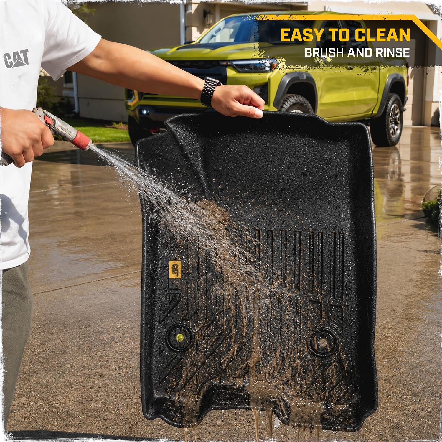 CAT® JustFit™ 3D Custom Fit Floor Mats for Chevy Colorado GMC Canyon 2023 2024 2025 2026 Crew Cab, Heavy Duty All Weather Floor Liners Laser Measured, Chevy Colorado Accessories GMC Canyon Accessories