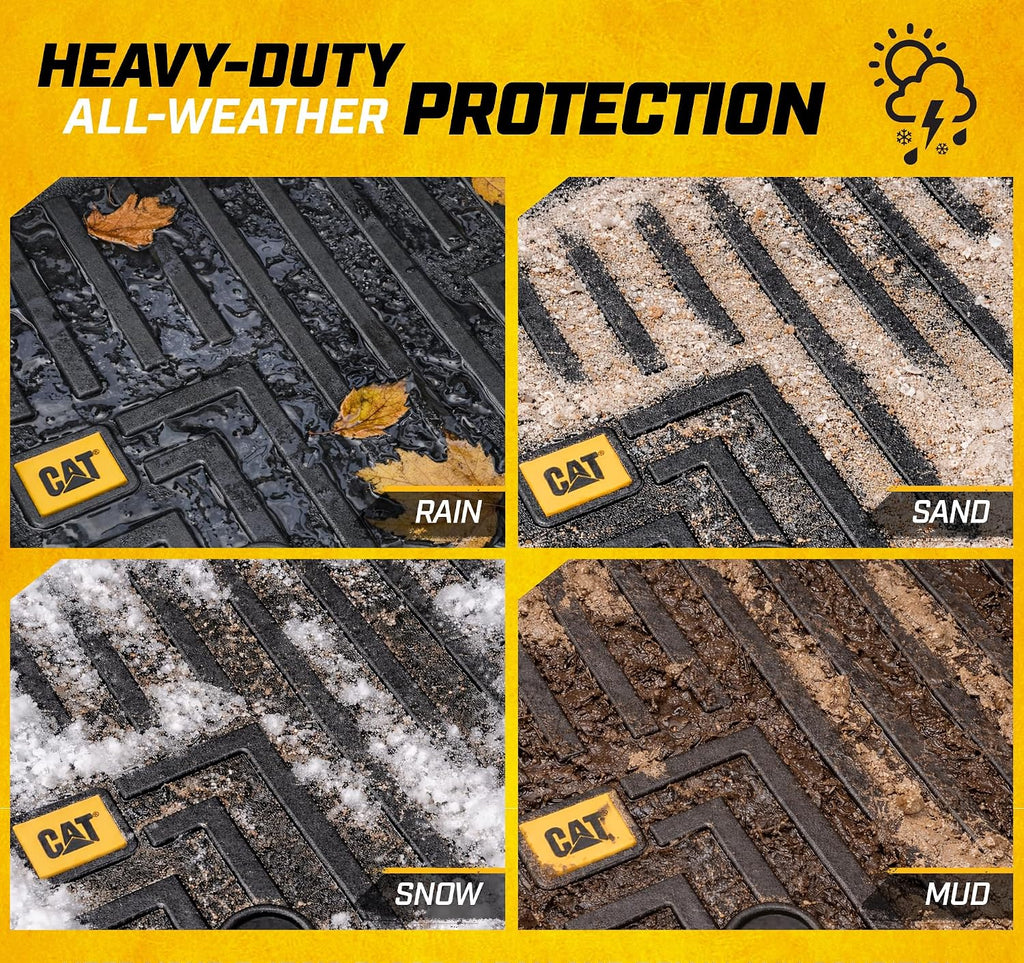 CAT® JustFit™ 3D Custom Fit Floor Mats for Ford F-250 F-350 Super Duty Crew Cab 2017-2026, Full Set Front & Rear, Heavy Duty Rubber Floor Liners Laser Measured, Ford Super Duty Accessories