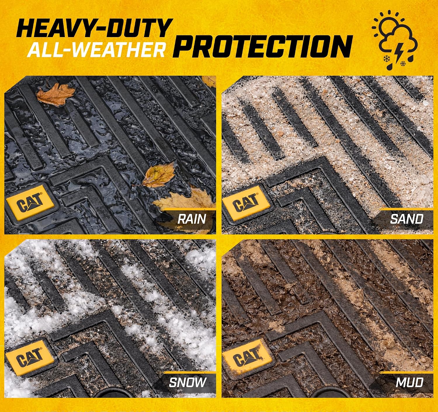 CAT® JustFit™ 3D Custom Fit Front Floor Mats for Chevy Silverado 1500 Regular Cab 2014-2018, Heavy Duty Rubber Floor Liners Laser Measured, Silverado Accessories
