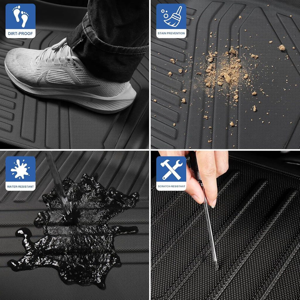 for Tesla Model 3 Highland 2024 TPE 3D Car Floor Mats Cargo Liner Trunk Pad Waterproof Protective Accessories(Black-3PCS)