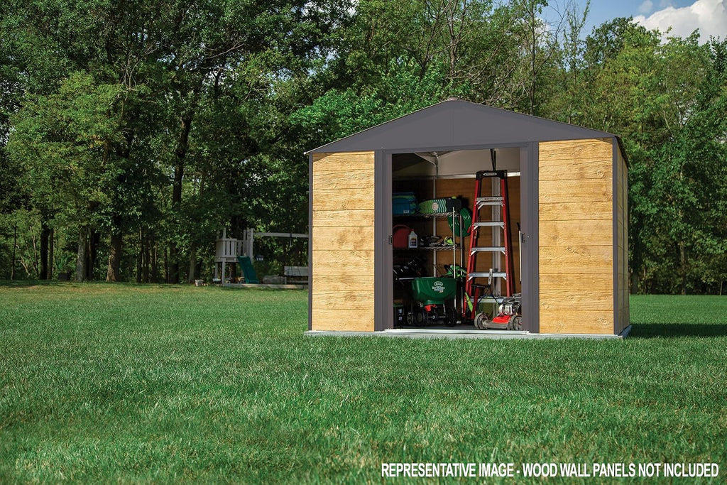 Arrow Shed 8' x 8' Ironwood Galvanized Steel Outdoor Shed Kit, Anthracite