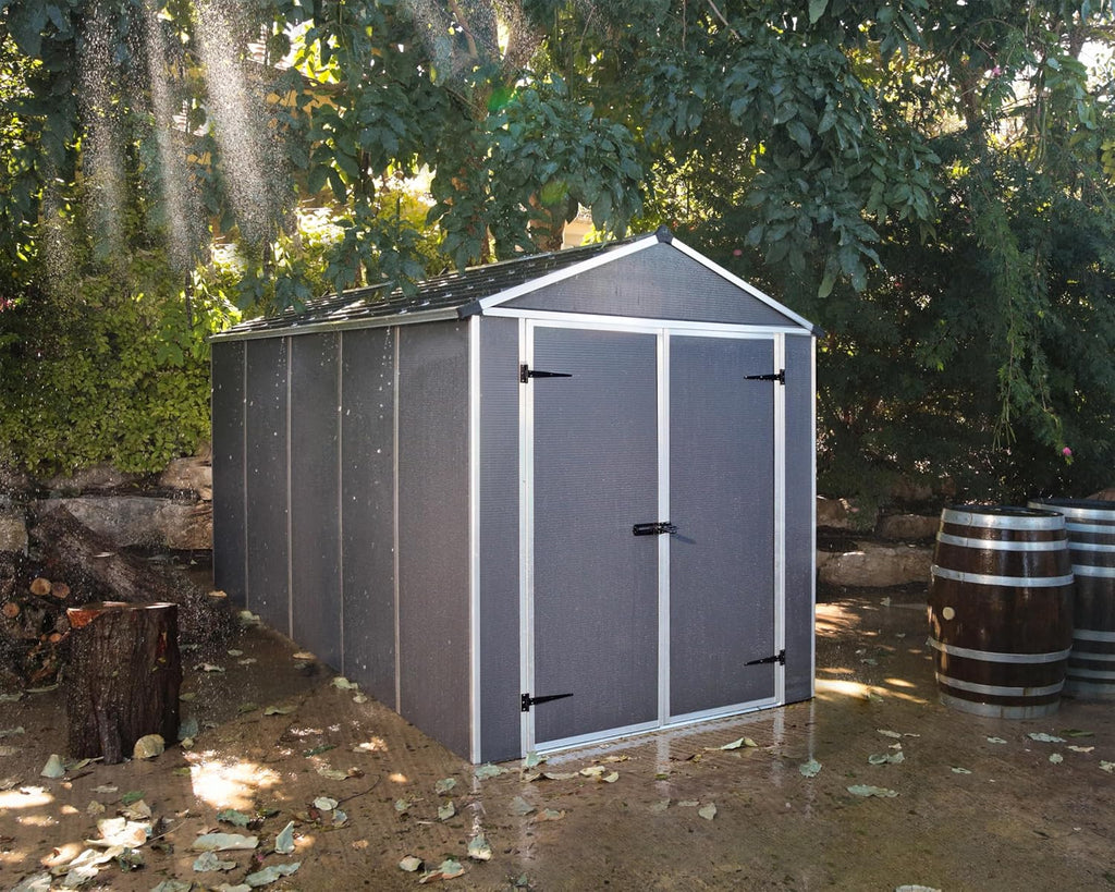 Palram - Canopia Rubicon Storage Shed, 6'x12' DIY Backyard Shed, Gray Polycarbonate Panels and Aluminum Frame, Sheds & Outdoor Storage for Lawn Mower, Bike, Garden Tools, Outdoor Storage Box Shed