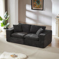 Ball & Cast Modular Loveseat Cloud Sofa,79'' Chenille Sectional Couch with Wider Armrest and Pillow,2 Seat Upholstered Convertible Comfy Love seat Chenille Sofa Couches for Living Room, Black