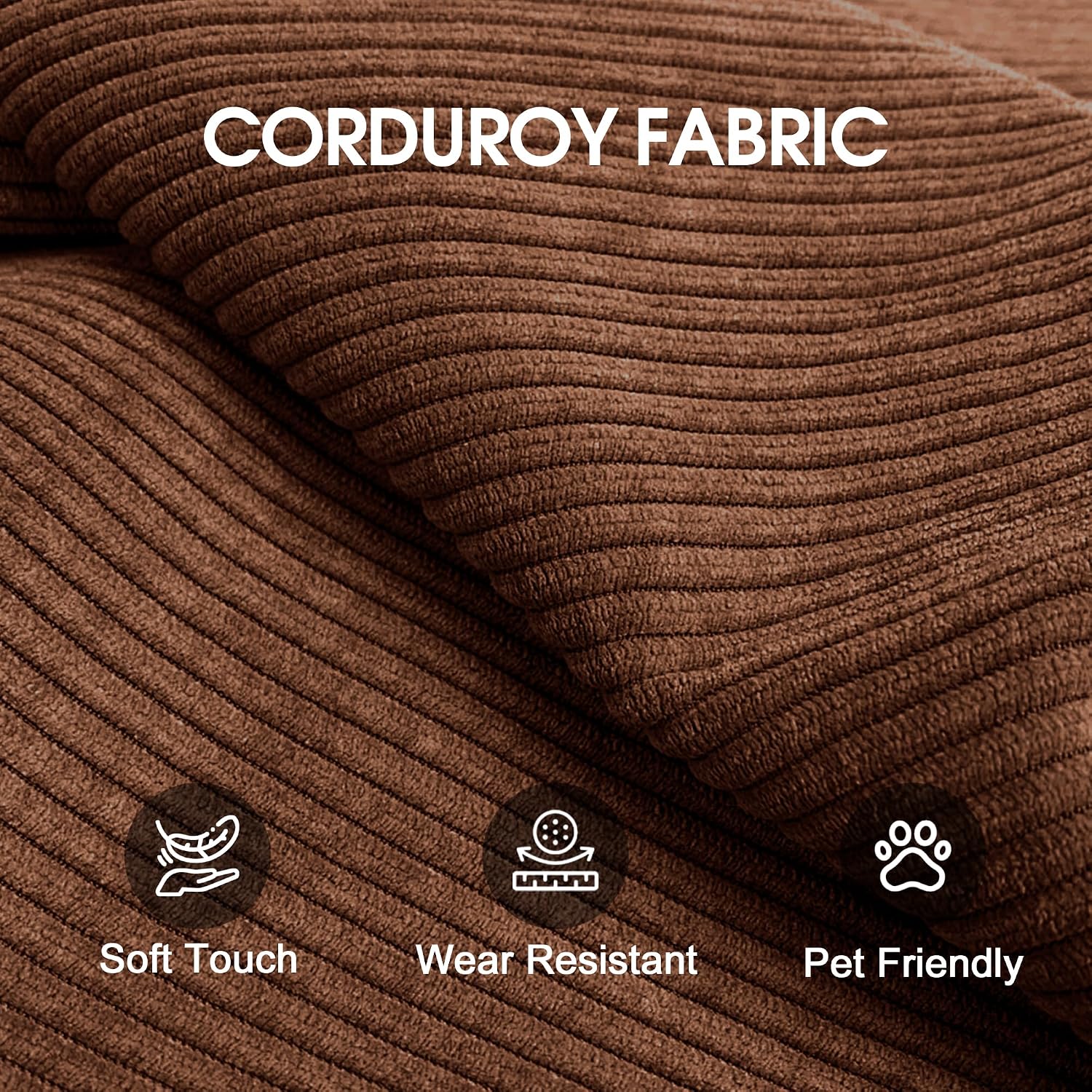 Ball & Cast 78.8' No-Assembly Compressed Sofa Bed, Convertible Floor Futon Couch with Pillow Backrest & Armrest, Boneless Modular Sleeper Sofa in Corduroy for Living Room Bedroom, Brown