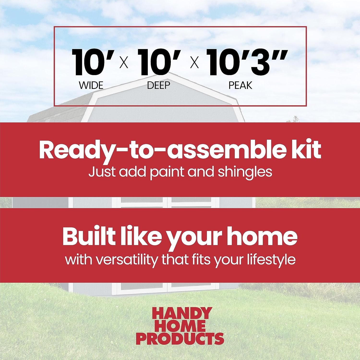 Handy Home Products Braymore 10x10 Do-It-Yourself Wooden Storage Shed with Floor