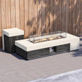 56inch Rectangle Propane Fire Pit Table 50000 BTU-Black & White Concrete Finish,Auto-Ignition,CSA Certified,with 20 Gallon Tank Cover, Glass Wind Guard