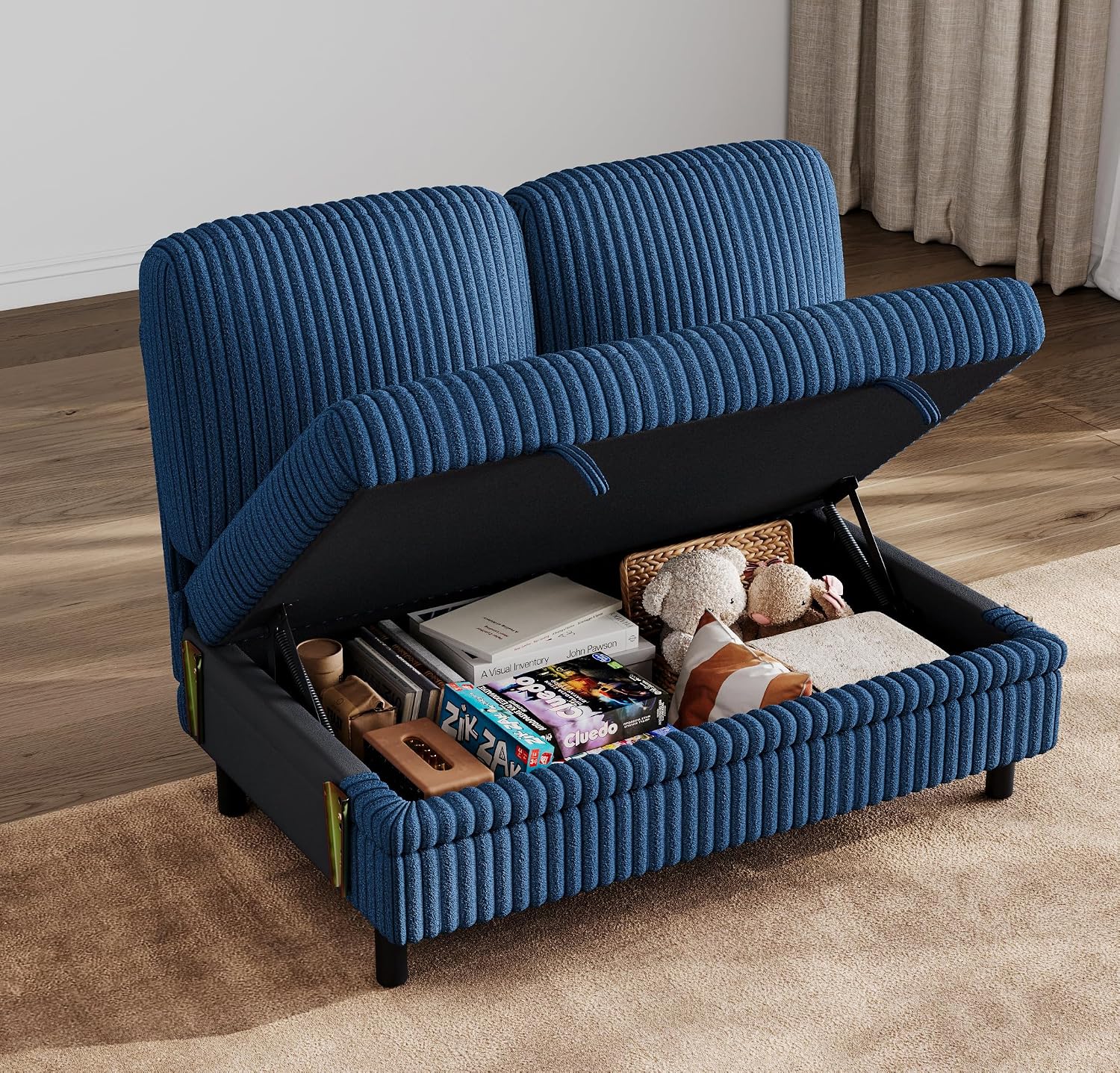 LINSY HOME Module for Sectional Sleeper Sofa Couch, Plush Corduroy Customizable Sleeper Sofa - Pull Out Sofa, Storage Double Seater, Storage Chaise, Armrest, Storage Ottoman, Corner Seat