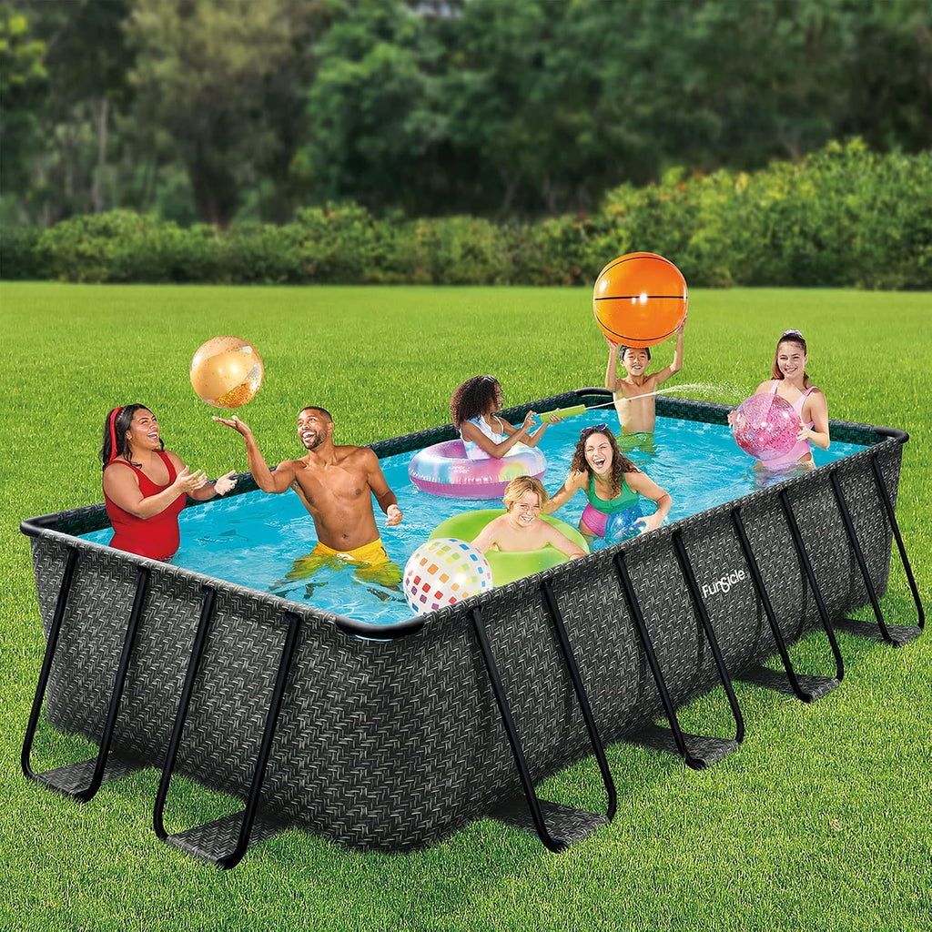 Funsicle Oasis Designer 16' x 8' x 42' Rectangular Above Ground Swimming Pool Set with 2-in-1 Filter Pump, Ladder & Maintenance Kit – Easy Setup for Backyard Fun