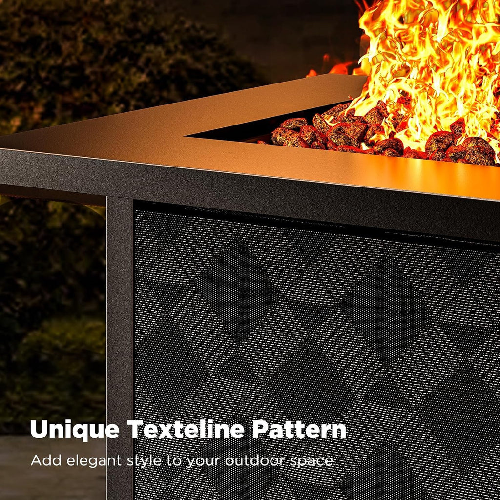 Ciays 28Inch Propane Fire Pit Table, 50,000 BTU Outdoor Gas Fire Pit Table CSA-Certified for Outside Patio with Removable Lid and Lava Rocks, Add Warmth and Ambience to Parties, Backyard, Garden