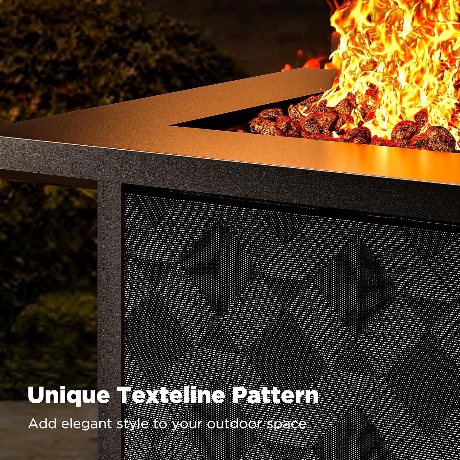 Ciays 28Inch Propane Fire Pit Table, 50,000 BTU Outdoor Gas Fire Pit Table CSA-Certified for Outside Patio with Removable Lid and Lava Rocks, Add Warmth and Ambience to Parties, Backyard, Garden