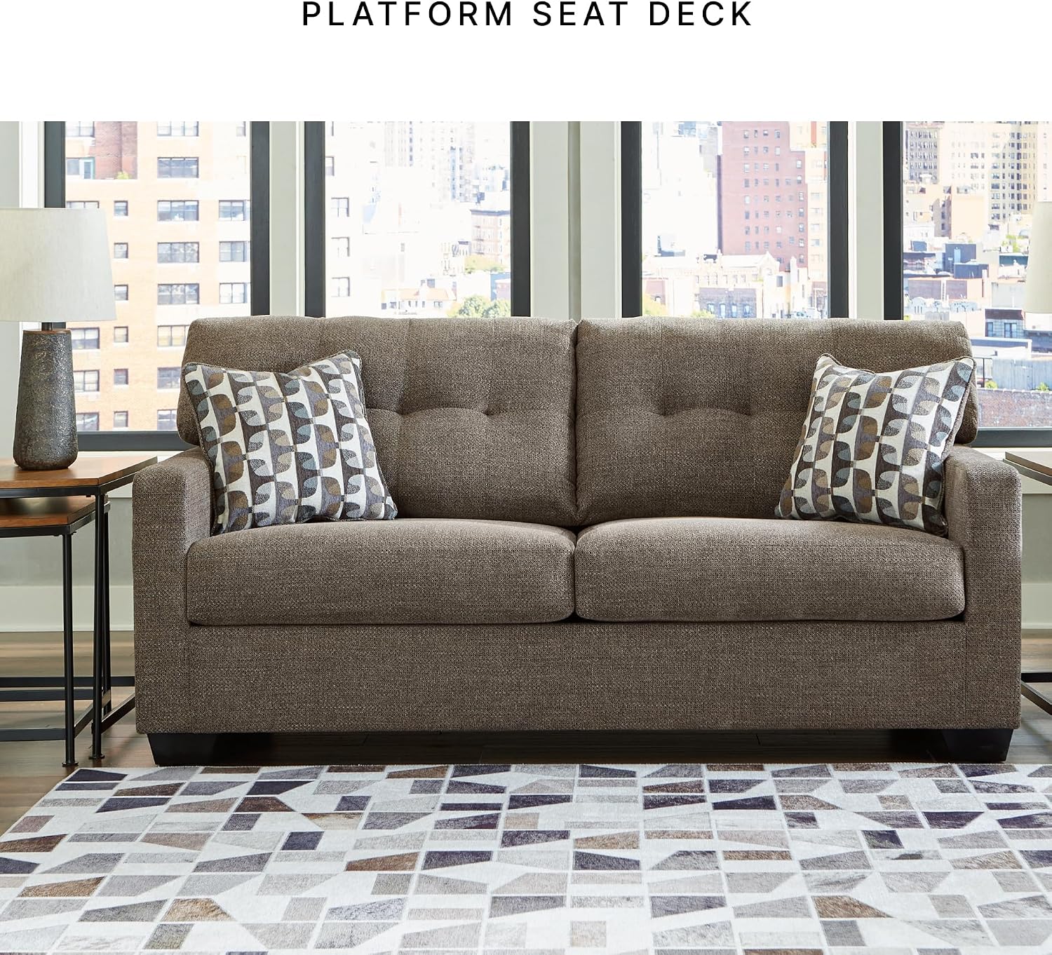 Signature Design by Ashley Mahoney Contemporary Tufted Sofa, Dark Brown