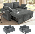 Ihanherry 59-inch Corduroy Convertible Sofa Bed with USB Charging Port, Side Pockets, and Wide Armrests – Full Size Sleeper for Living Room, Bedroom, and Multi-Scenario Use（Gray）