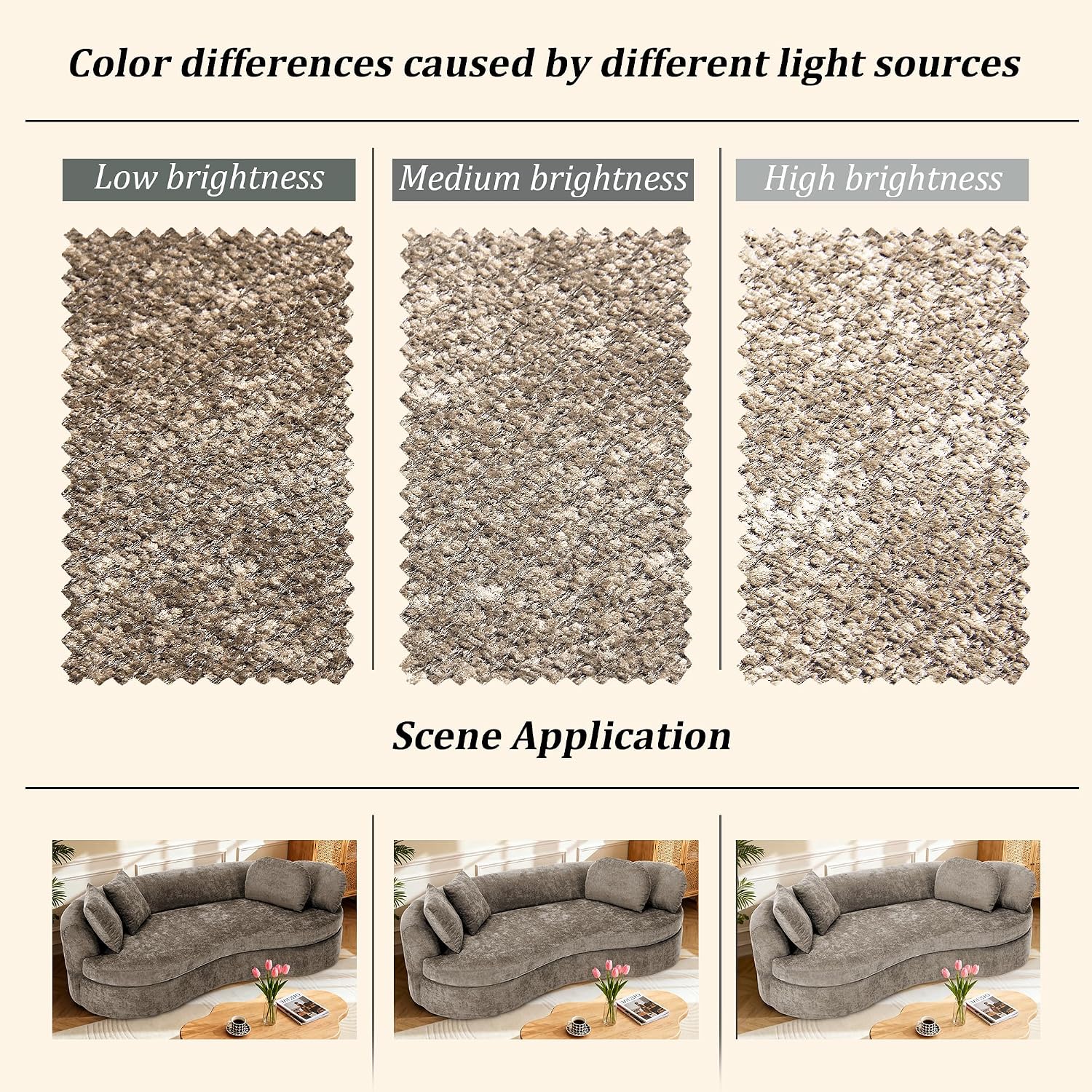 95' Modern Curved Sofa, Chenille Fabric Comfy Cloud Couch, No Assembly Required Half Moon Couch with Deep Seat, 4 Pillows for Living Room, Apartment, Bedroom