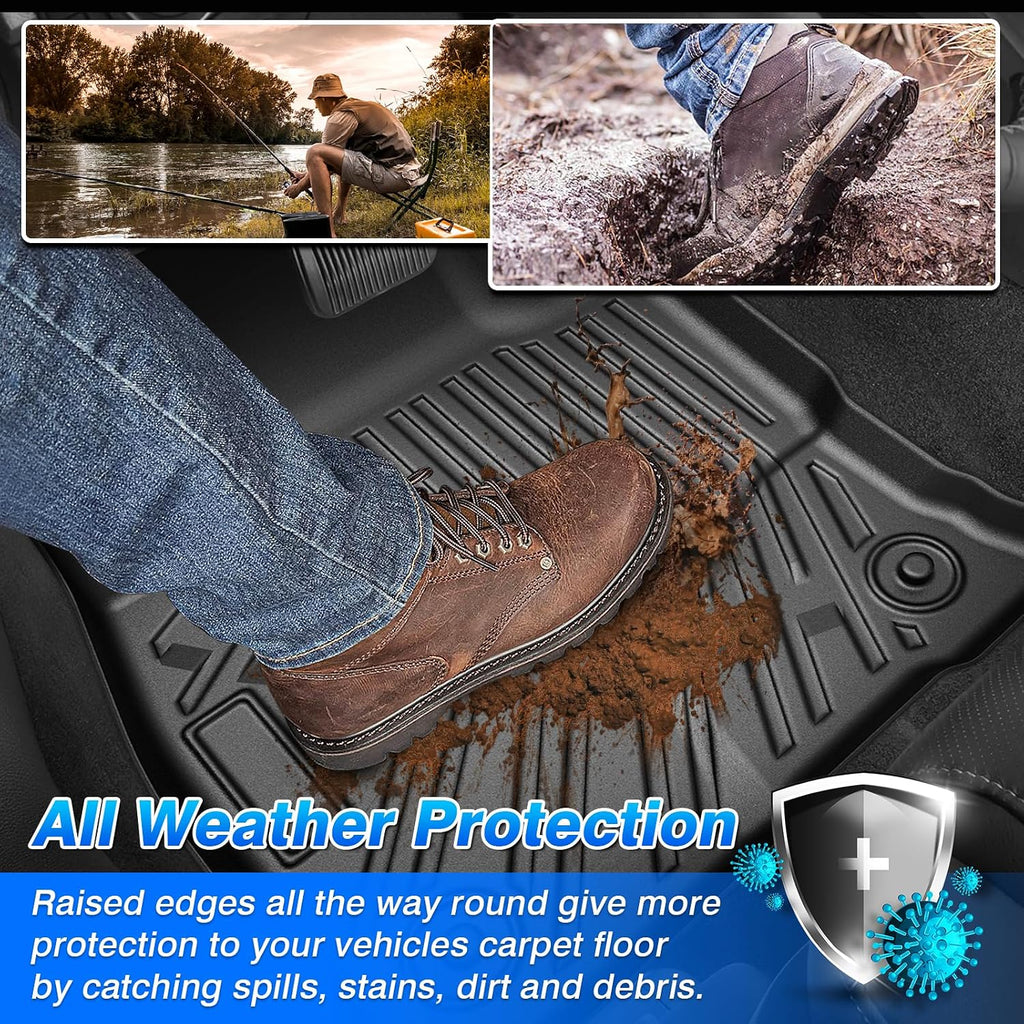 Maverick Floor Mats - Car Mats for Ford Maverick 2022-2025 2026 (Only Fit Gasoline Models), All Weather Floor Mats and Tailgate Mat with Truck Bed Mat for Maverick Accessories, Heavy Duty Rubber Mats