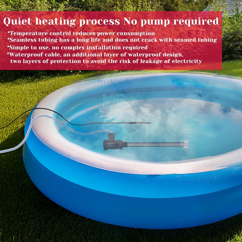 1500W Immersion Pool & Hot Tub Water Heater Portable Electric Submersible Heater with Temp Control & GFCI for pond, Inflatable Pool, Above-Ground Pool, Bathtub, baptismal pool and baptistry