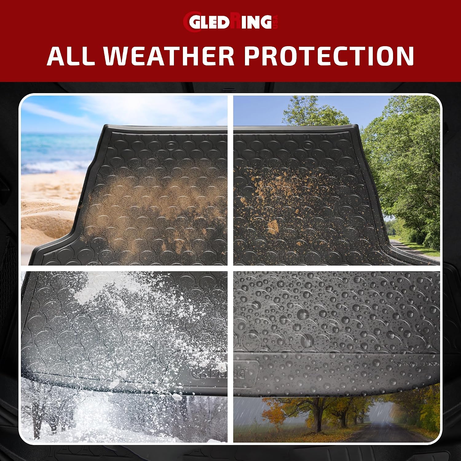 Gledring USA Custom Fit All-Weather Rubber Cargo Liner Intended for BMW 2 Series Active Tourer F45 2014-2022, No Trimming Required, Tailored Custom Fit, Protects from Rain, Mud & Snow