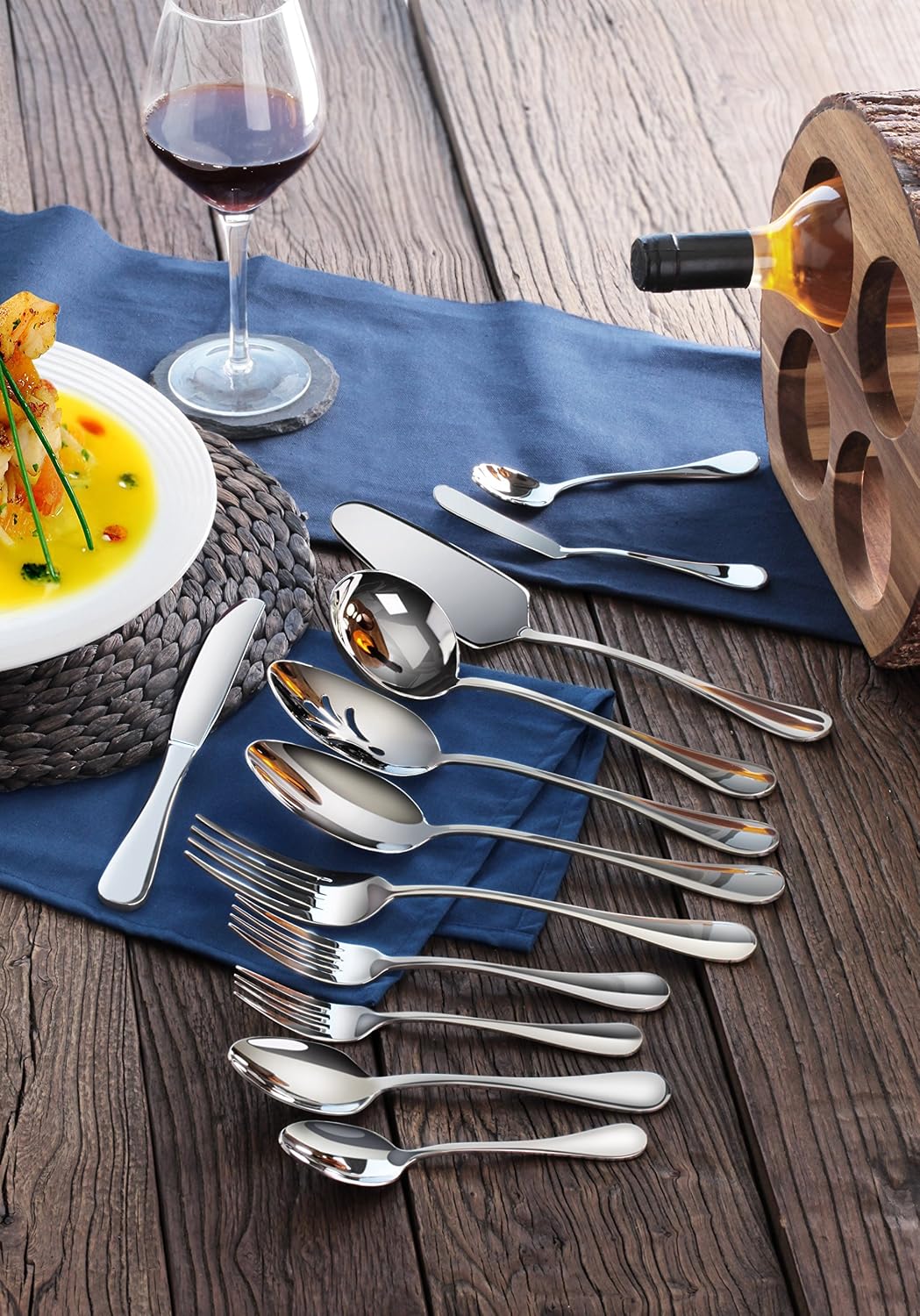 Artaste 56440 Rain 18/10 Stainless Steel 47-Piece Flatware Set, Service for 8
