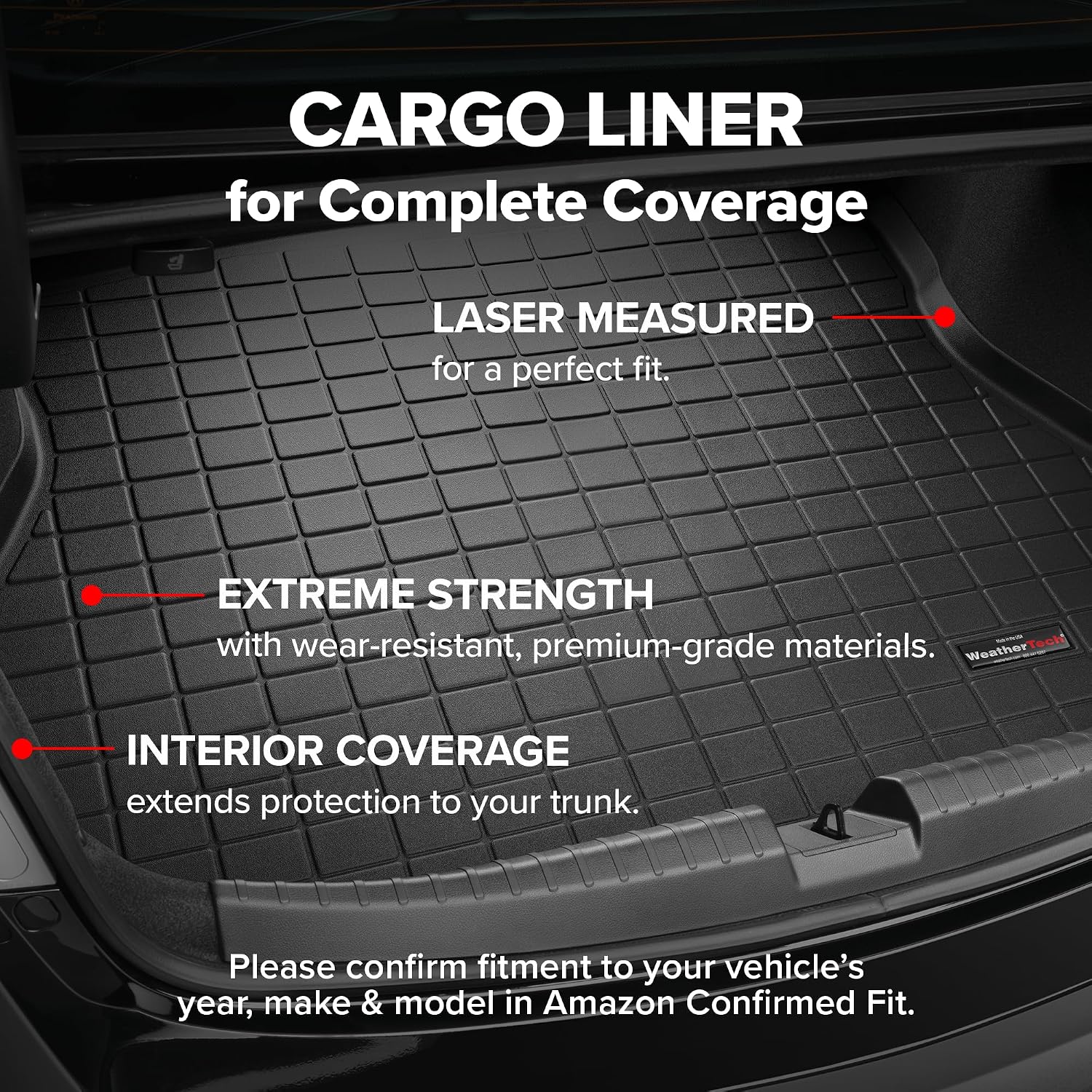 WeatherTech Cargo Trunk Liner for Tesla Model 3, Model 3 - Trunk (401474), Black