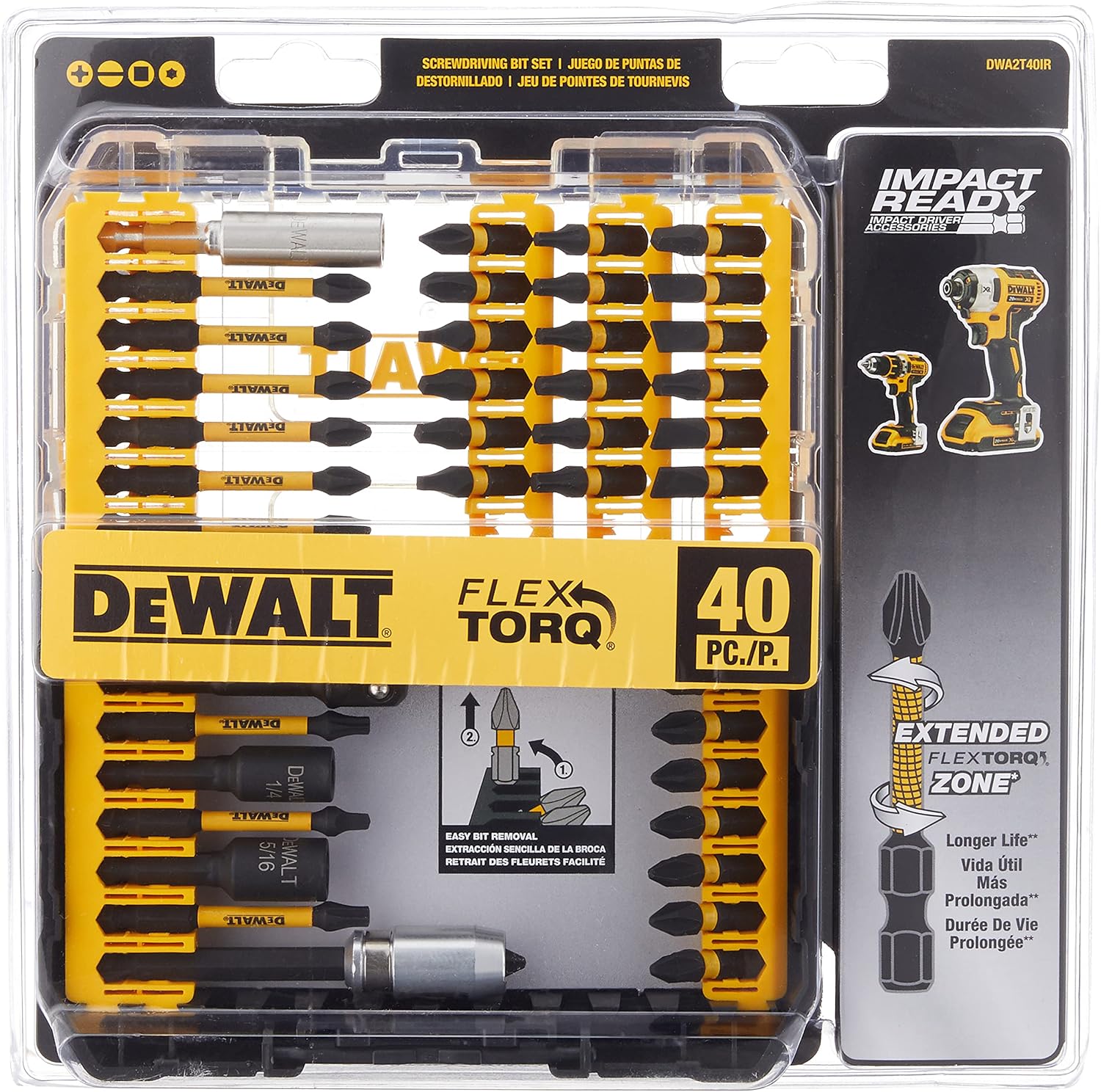 DEWALT Mechanics Tool Set, 192-Piece with Screwdriver Bit Set, Impact Ready, FlexTorq, 40-Piece (DWMT75049 & DWA2T40IR)