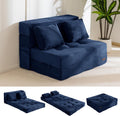 MAXYOYO Convertible Sofa Bed, Fold Out Sleeper Sofa with Pillow, 4 in 1 Tufted Folding Couch Bed Foam Floor Couch, Lazy Chair for Living Room Bedroom Guest Room, Navy