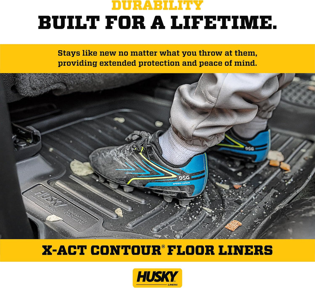 Husky Liners X-act Contour Floor Mats | Fits 2022-2026 Toyota Tundra, CREWMAX CAB ONLY | Front & 2nd Row, 3-pc Black - 53798