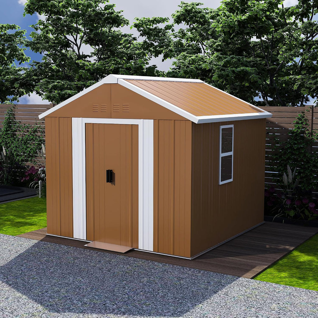 KEIKI 6X4 FT Heavy-Duty Outdoor Storage Shed, Metal Storage Shed with Windows, Lockable Door & Ventilation, Weatherproof Outdoor Garden Shed for Garden, Backyard, Patio, Lawn