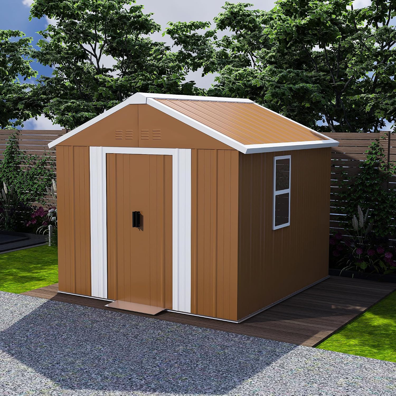 KEIKI 6X4 FT Heavy-Duty Outdoor Storage Shed, Metal Storage Shed with Windows, Lockable Door & Ventilation, Weatherproof Outdoor Garden Shed for Garden, Backyard, Patio, Lawn