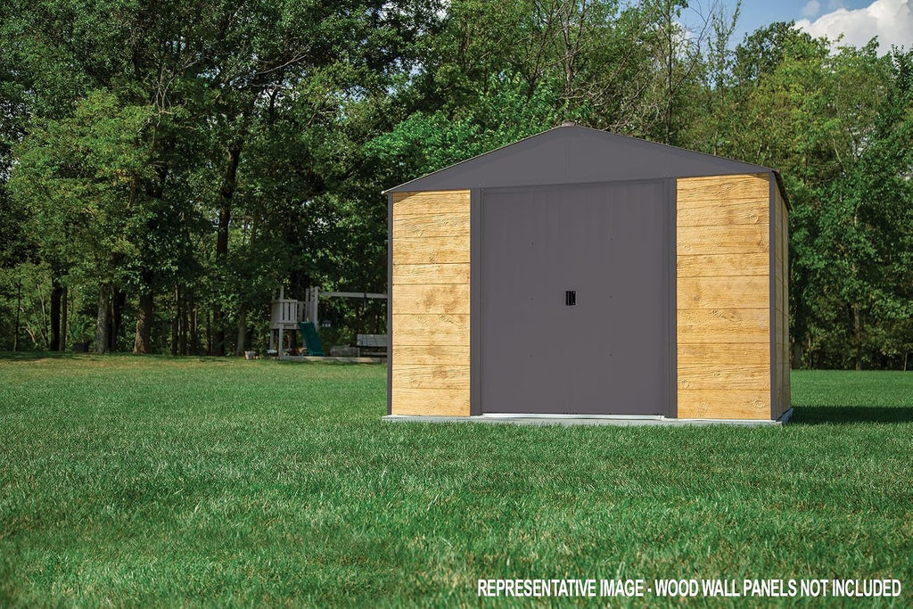 Arrow Shed 8' x 8' Ironwood Galvanized Steel Outdoor Shed Kit, Anthracite