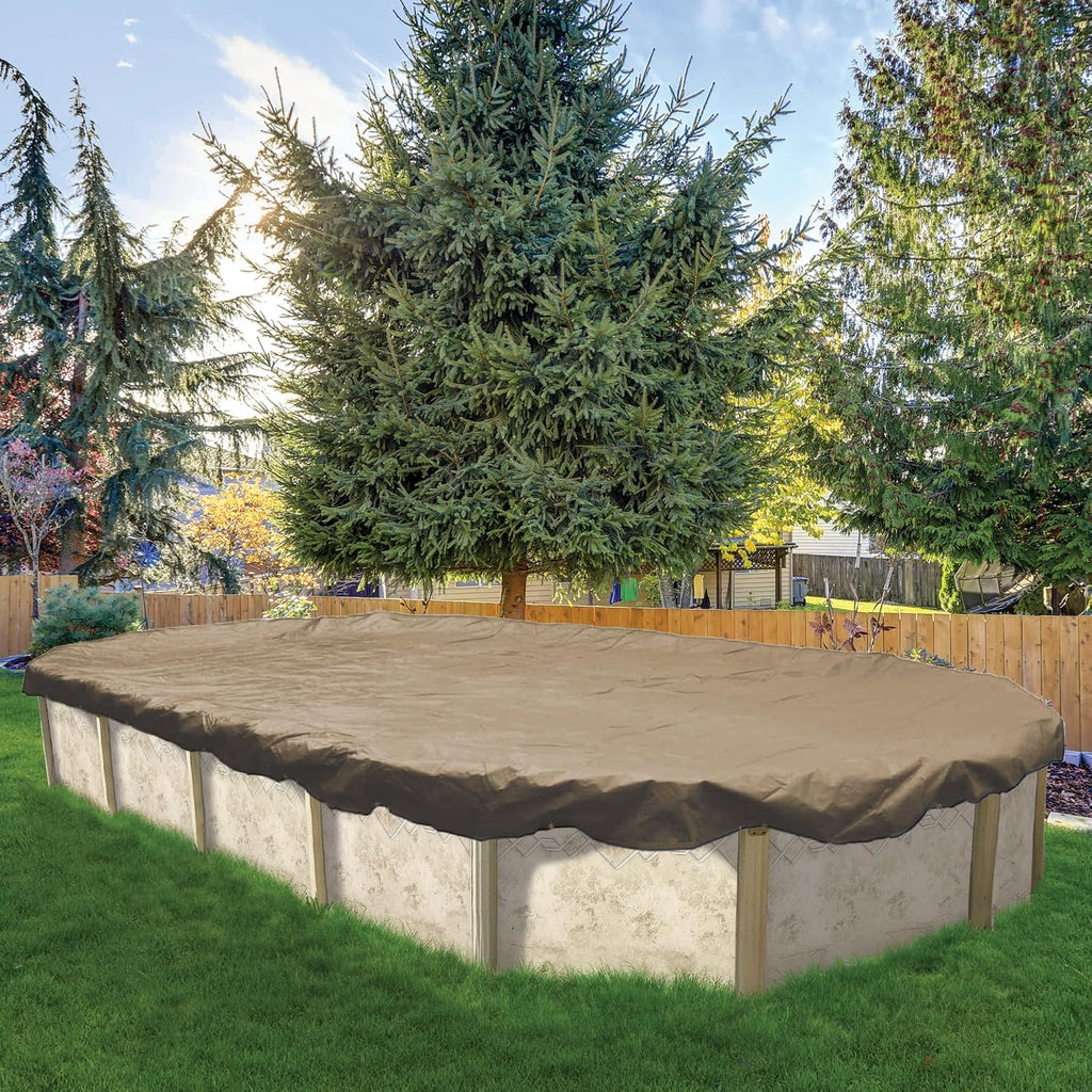 In The Swim 21 x 41 Ft Oval Polar Protector Above Ground Pool Winter Cover - Heavy-Duty - 20 Year Year Warranty, UV-Resistant Tarp with Cable & Winch for Cold Weather Protection