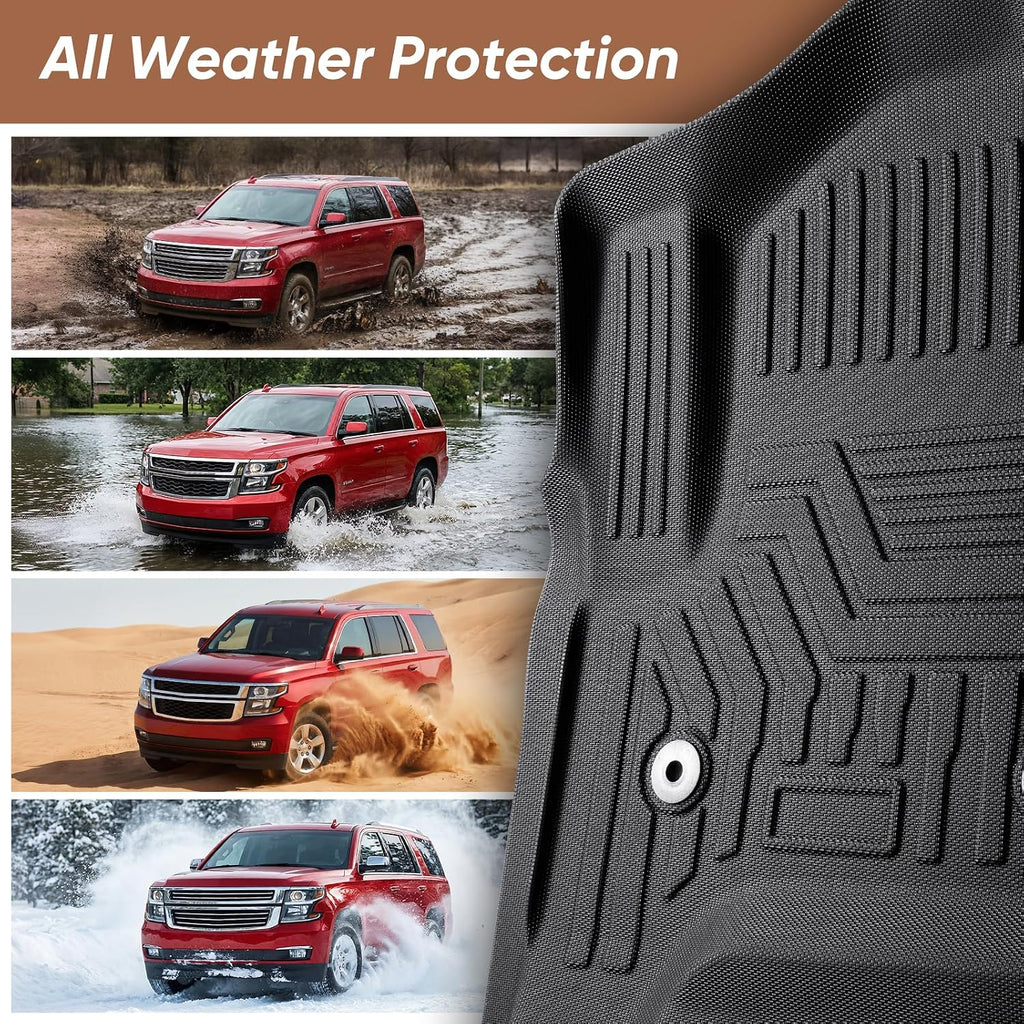 for Chevy Tahoe for GMC Yukon Floor Mats & Cargo Liner 2015-2020 7 Seats (Not for XL), All Weather Trunk Mats for Chevrolet Tahoe Rear Backrest Mats Accessories 2015 2016 2017 2018 2019 2020