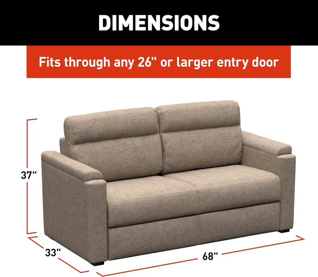THOMAS PAYNE Signature Heritage Series 68' Dellmead RV Clickback Sleeper Sofa with Automatic, Adjustable Fold-Out Legs, Four Reclining Positions, Easy Transition - 2024044228