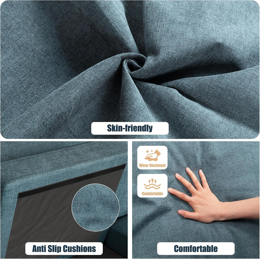 Sectional Couches for Living Room, 106 in U Shaped Couch Soft Sectional Sofa with Double Chaise, Comfortable 4 Seat Sofa Couch (Blue) | Breathable Fabric