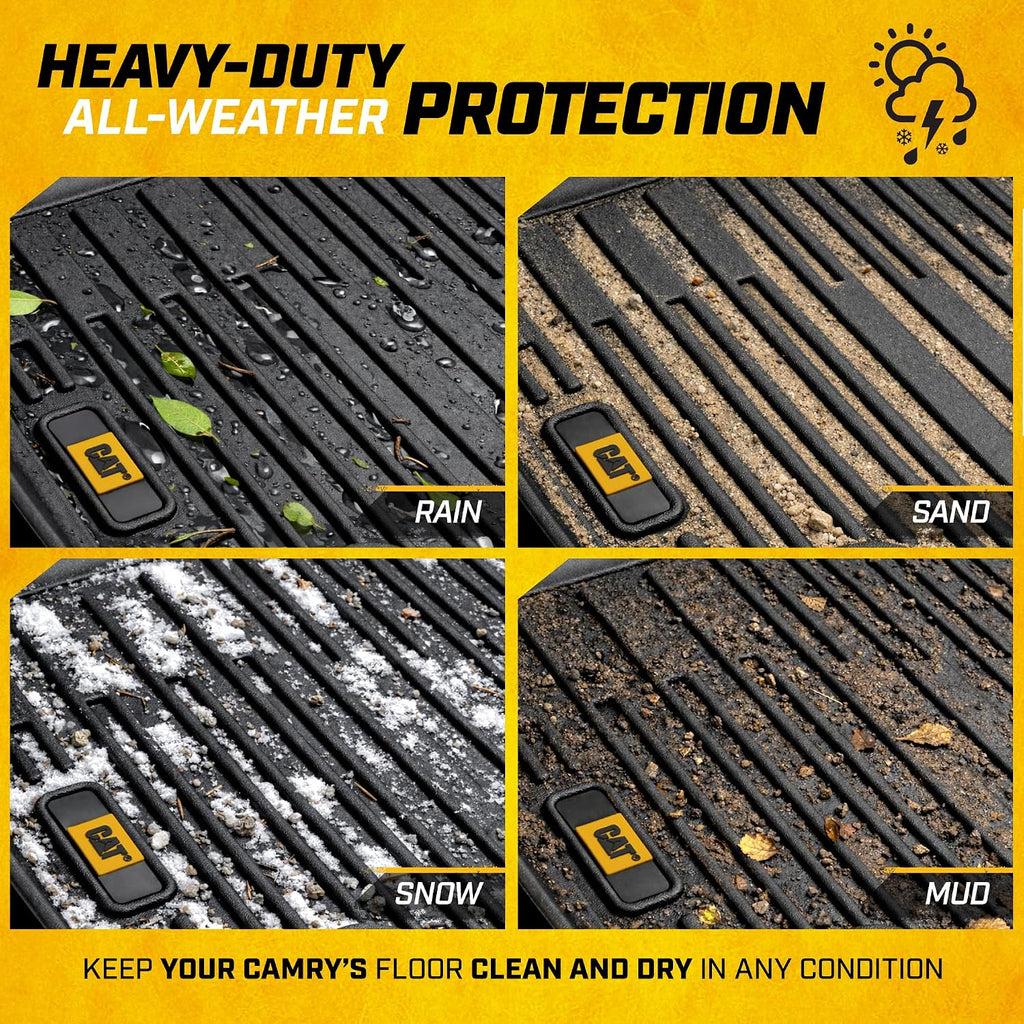 CAT® JustFit™ 3D Custom Fit Floor Mats for Toyota Camry 2018 2019 2020 2021 2022 2023 2024, Heavy Duty All Weather Floor Liners Laser Measured, Toyota Camry Accessories