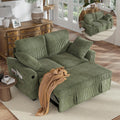 Hanherry 59' Loveseat Sofa with Pull Out Couch Bed, Corduroy 2-in-1 Convertible 2 Seater Sleeper Sofa with USB Charging,Comfy Love Seat for Small Spaces Living Room Apartment