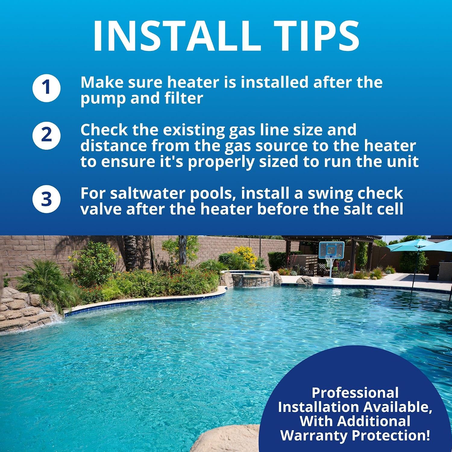 Raypak 105k BTU Above Ground Pool & Spa Heater, Propane Gas, Polymer Header, Copper Tubing, Analog Control, 0-1999 ft. Elevation