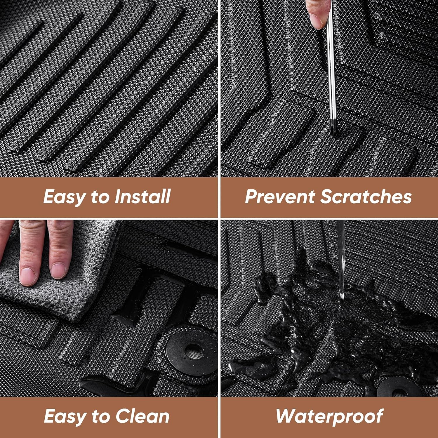 for Chevy Tahoe for GMC Yukon Floor Mats & Cargo Liner 2015-2020 7 Seats (Not for XL), All Weather Trunk Mats for Chevrolet Tahoe Rear Backrest Mats Accessories 2015 2016 2017 2018 2019 2020