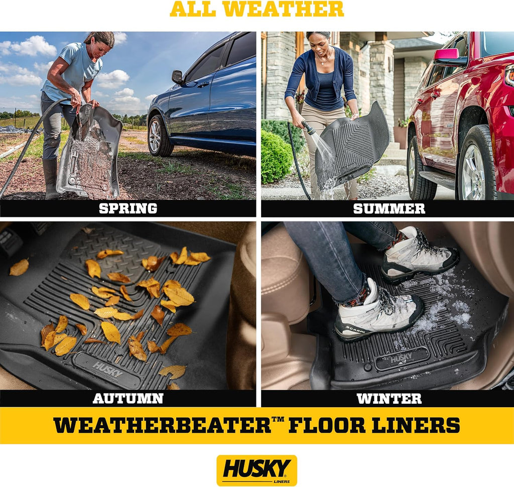 Husky Liners Weatherbeater Floor Mats | Fits 2024 - 2025 Mazda CX-90 | Front & 2nd Row + Cargo, 4-pc. Black