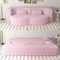 Ball & Cast 78' Sleeper Sofa Bed with 2 Pillows, Convertible Teddy Fabric Foam-Filled Could Couch, Modern Floor Sofa for Living Room,Guest Bed,Playroom,No Assembly Required,Pink